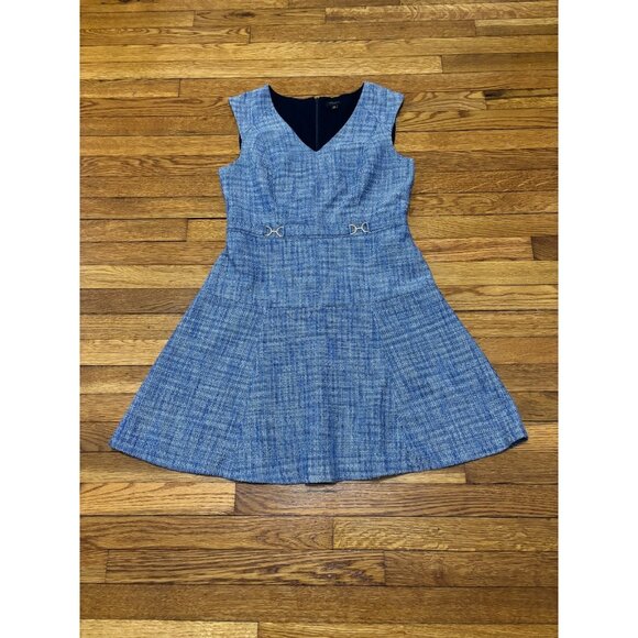 Ann Taylor Womens Sleeveless Dress Size 10 Blue Heathered Fit Flare Knee Length - Picture 1 of 8